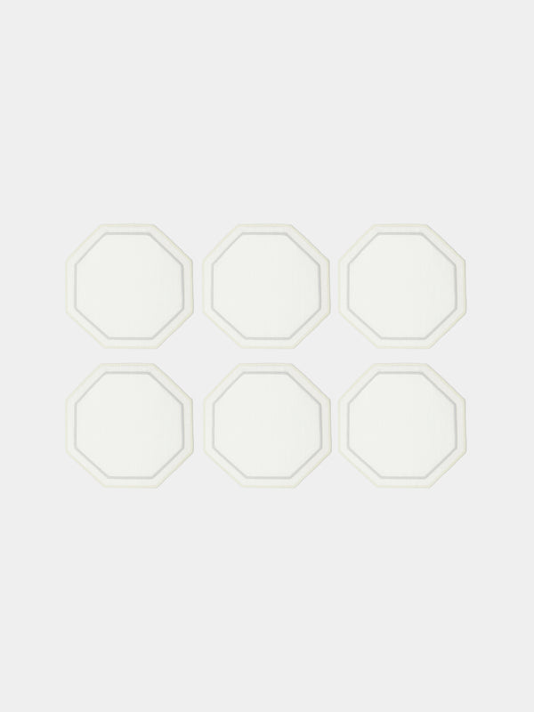 Los Encajeros - Octo Embroidered Linen Coasters (Set of 6) -  - ABASK
