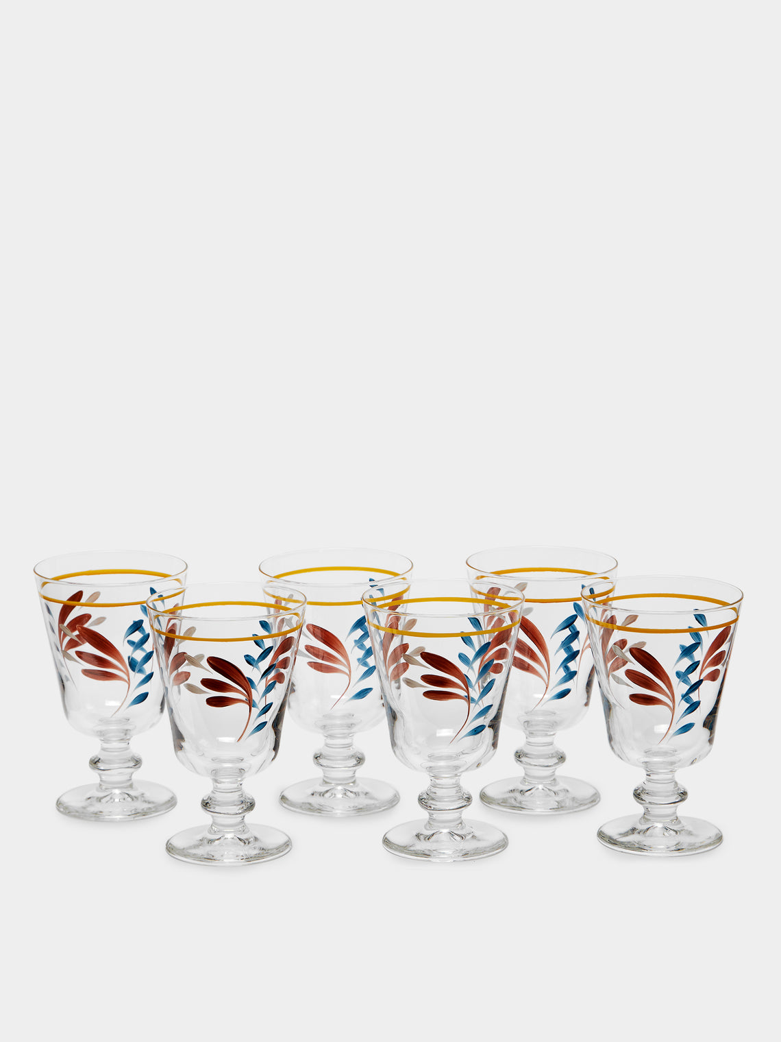Los Vasos de Agua Clara - Tirol Hand-Painted Stemmed Glasses (Set of 6) -  - ABASK