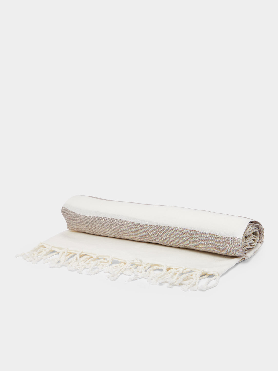 Brunello Cucinelli - Linen Striped Blanket - White - ABASK