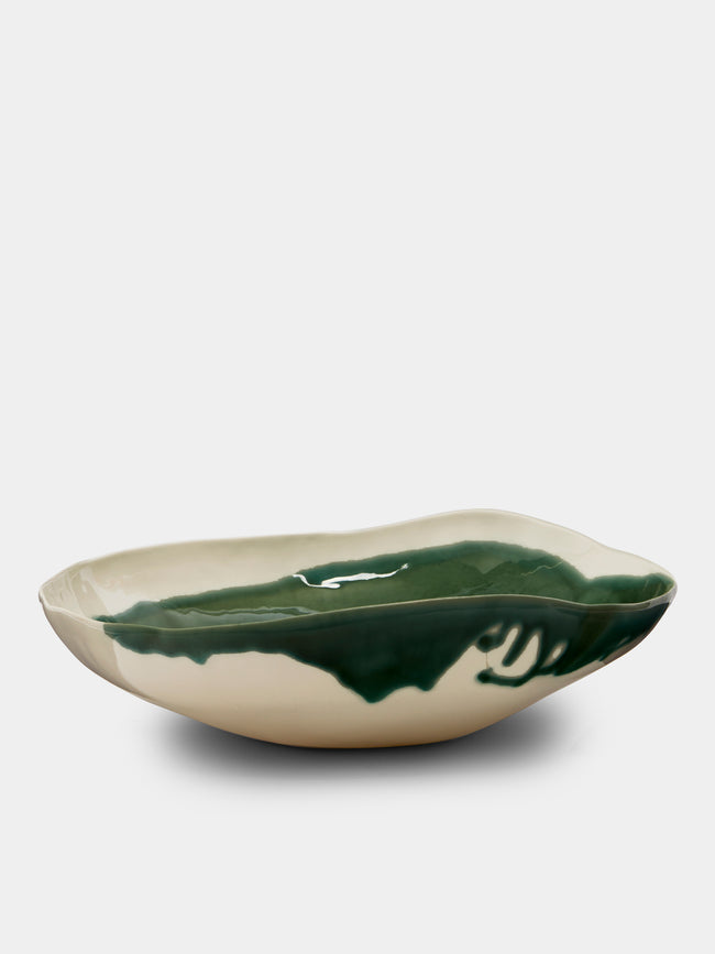 Pottery & Poetry - Hand-Glazed Porcelain Salad Bowl - Green - ABASK - 