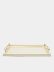 Riviere - Lacquered Leather Tray - Cream - ABASK - 