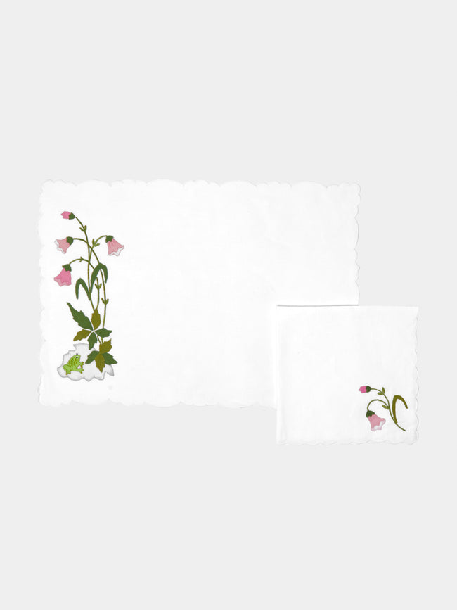 Taf Firenze - Fantasia Estate Hand-Embroidered Linen Placemats and Napkins (Set of 6) - Multiple - ABASK - 