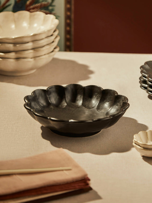 Kaneko Kohyo - Rinka Ceramic Medium Bowls (Set of 4) - Black - ABASK