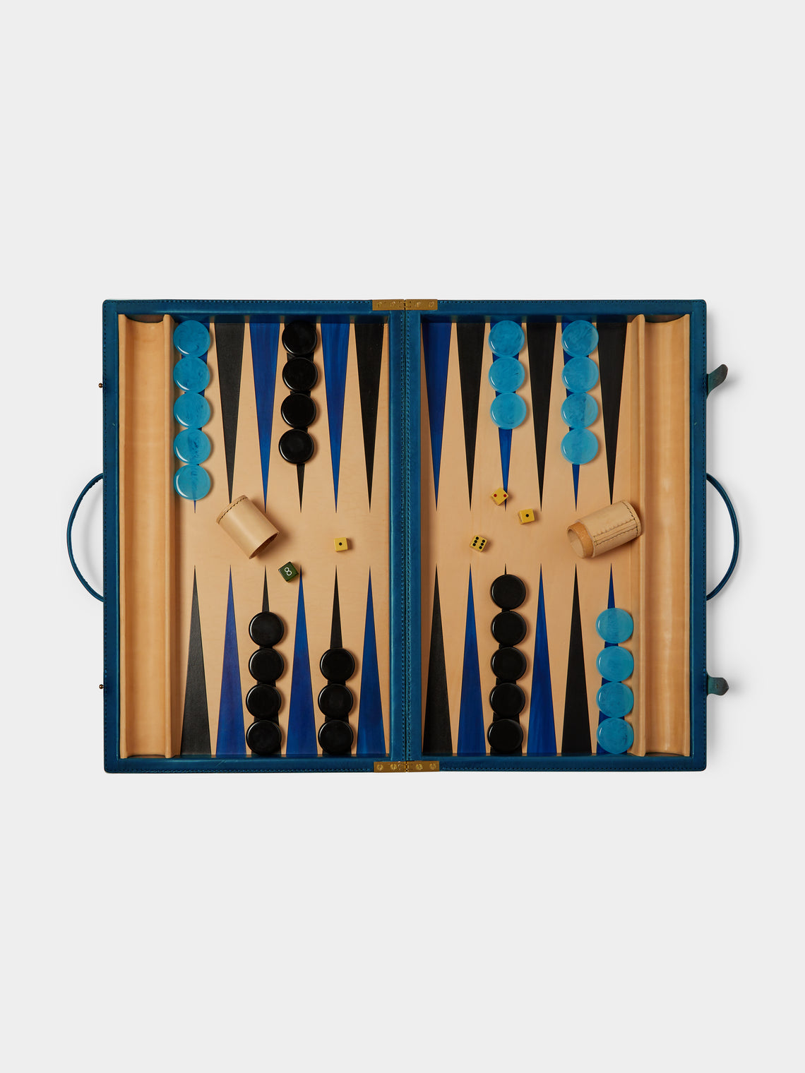 Nick Plant - Wood and Leather Backgammon Set - Blue - ABASK