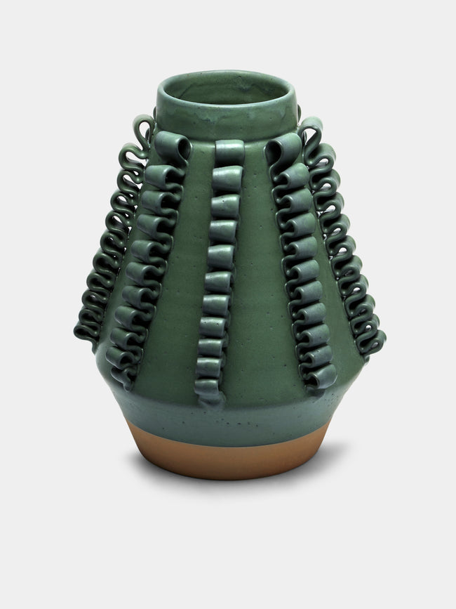 Perla Valtierra - Lola Hand-Glazed Ceramic Large Vase - Green - ABASK