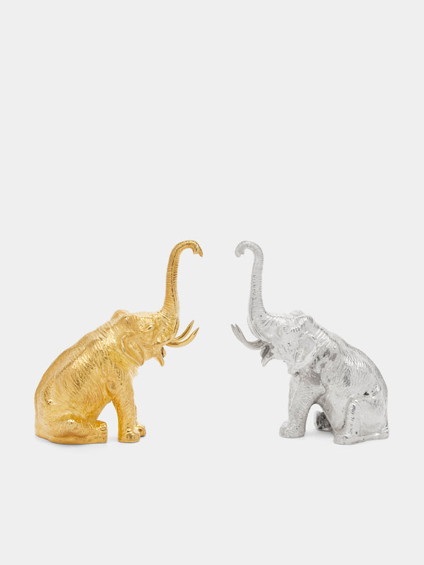 Jarosinski & Vaugoin - Elephants Sterling Silver and Gold Vermeil Salt and Pepper Mills (Set of 2) -  - ABASK - 