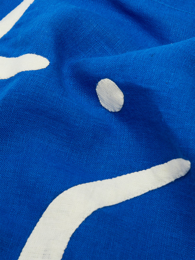 Malaika - Cosmic Hand-Appliquéd Linen Tablecloth - Blue - ABASK