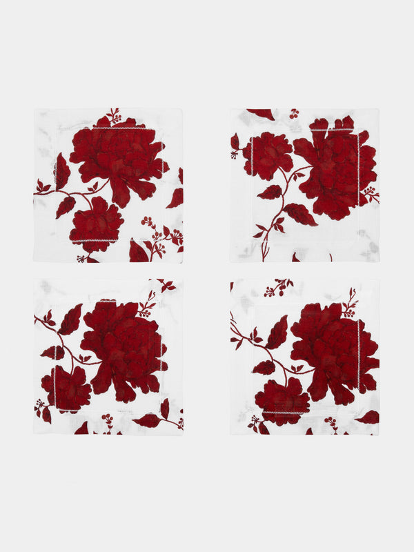 Emilia Wickstead - Linen Floral Cocktail Napkins (Set of 4) -  - ABASK