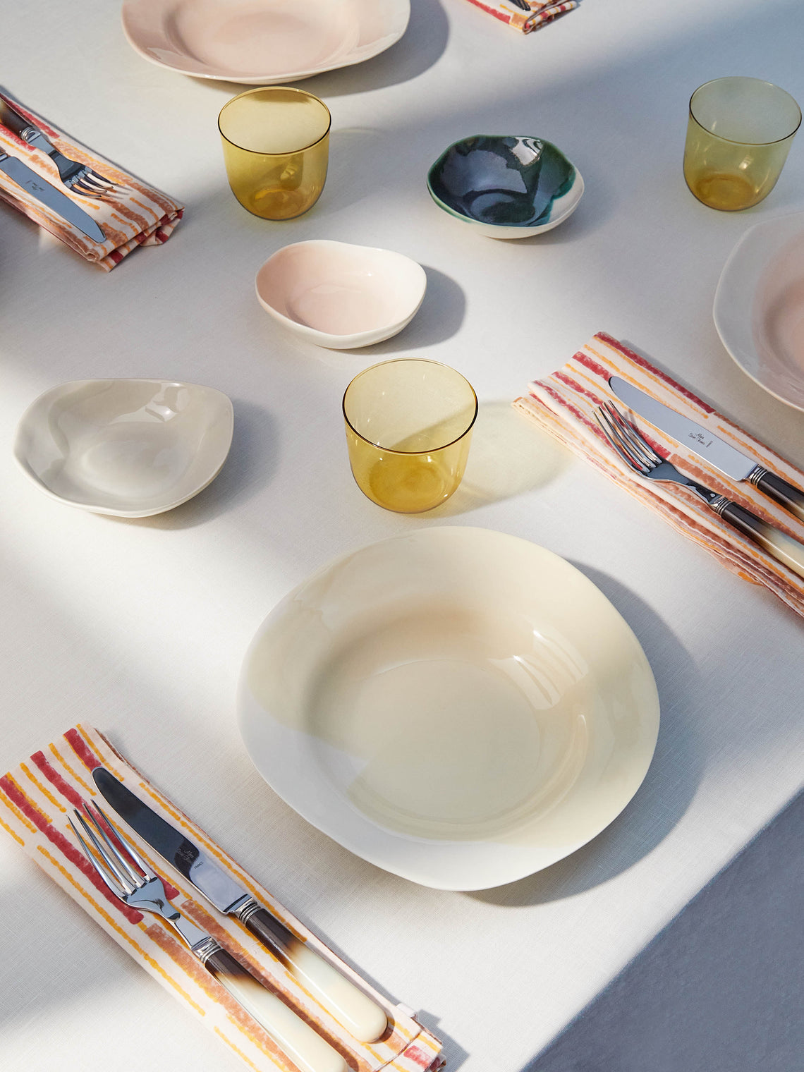 Pottery & Poetry - Hand-Glazed Porcelain Pasta Plates (Set of 4) - White - ABASK