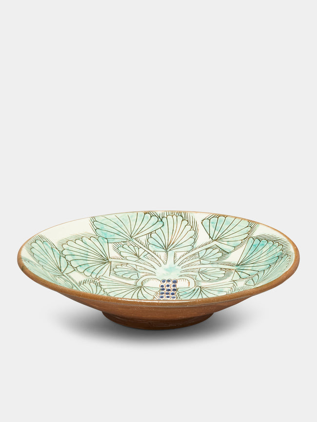 Malaika - Nakhla Palms Hand-Painted Ceramic Serving Bowl - Green - ABASK - 