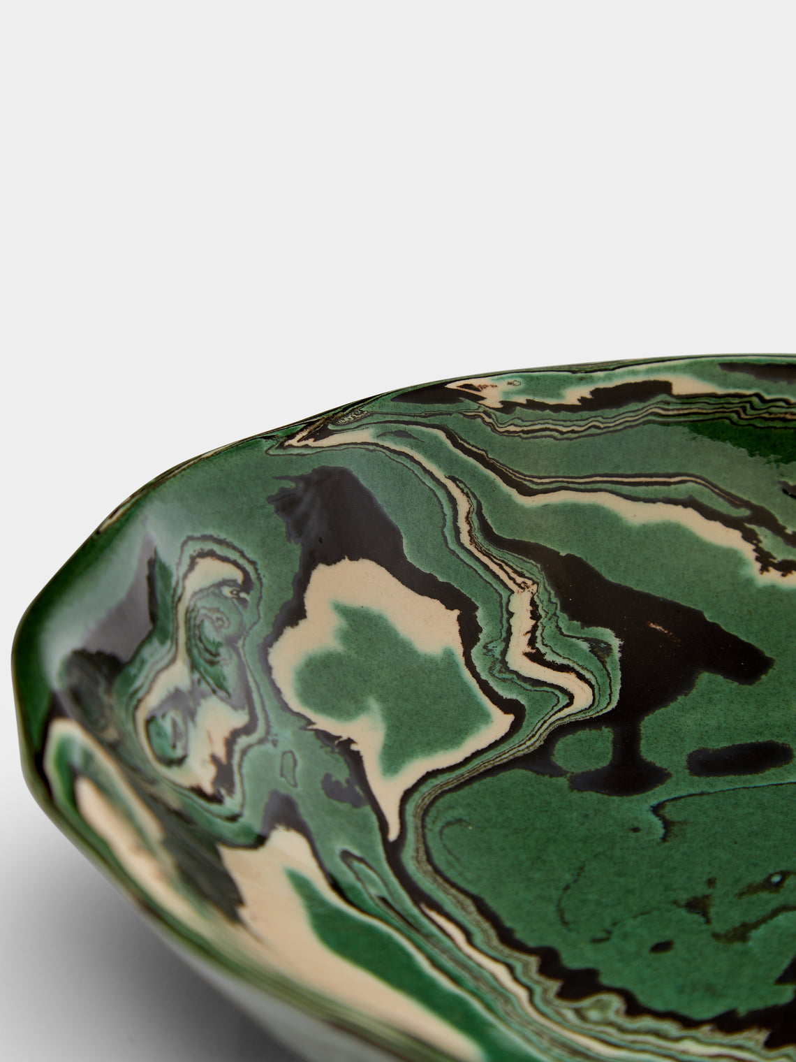 Atelier Saint-André Perrin - Marbled Ceramic Oval Serving Bowl -  - ABASK