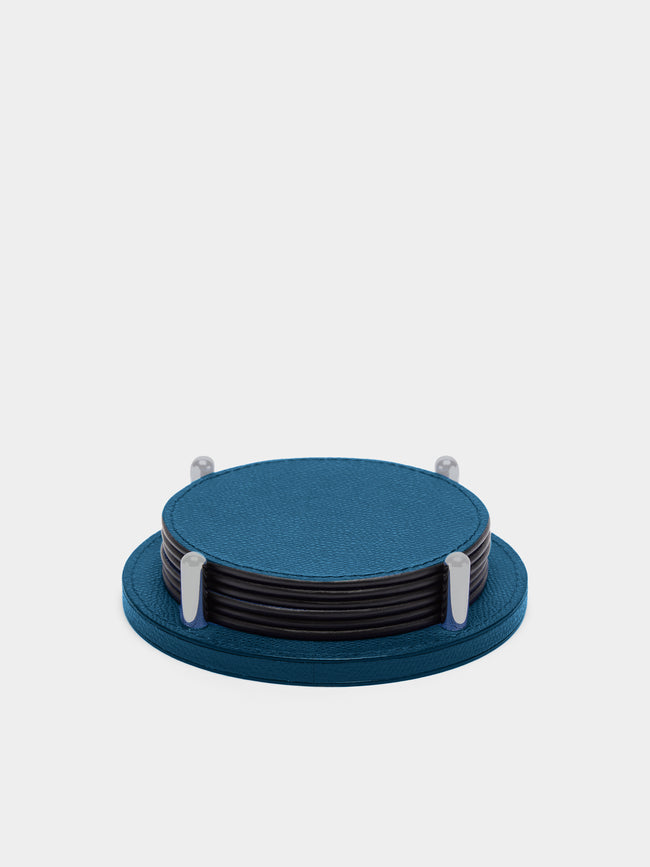 Giobagnara - David Leather Coaster (Set of 6) - Blue - ABASK - 