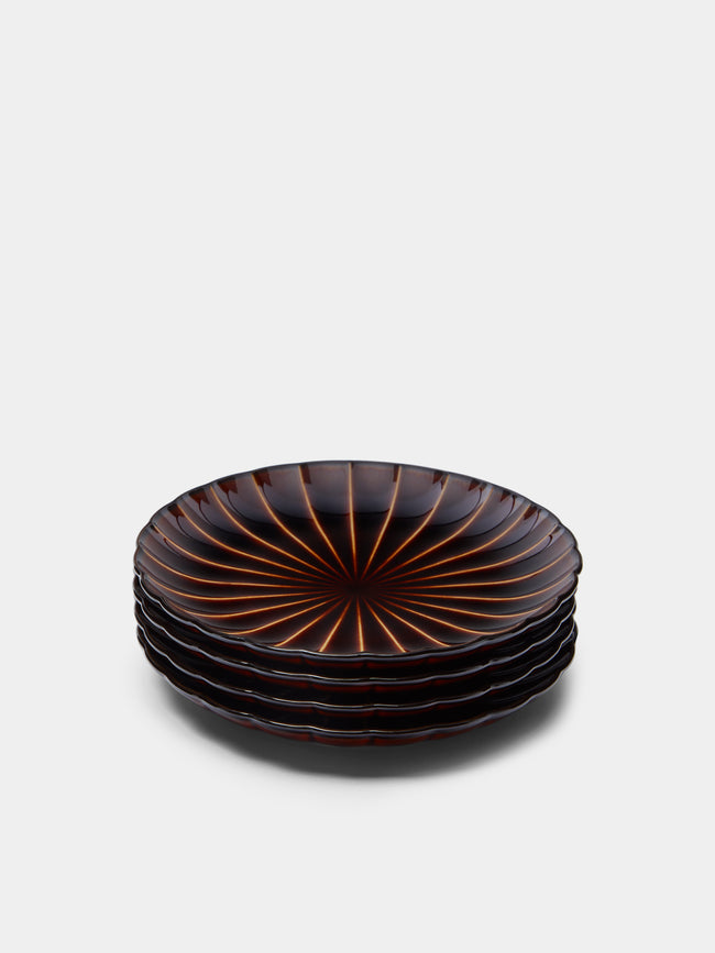 Kaneko Kohyo - Giyaman Urushi Ceramic Dessert Plates (Set of 4) - Brown - ABASK