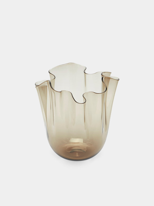Venini - Fazzoletto Small Murano Glass Vase - Brown - ABASK - 