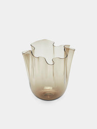 Venini - Fazzoletto Hand-Blown Murano Glass Small Vase - Brown - ABASK - 