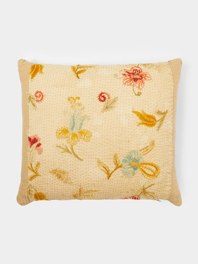 By Walid - 19th Century Woolen Floral Embroidered Cushion -  - ABASK - 