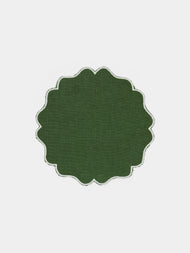 Los Encajeros - Alhambra Embroidered Linen Coasters (Set of 6) - Green - ABASK - 