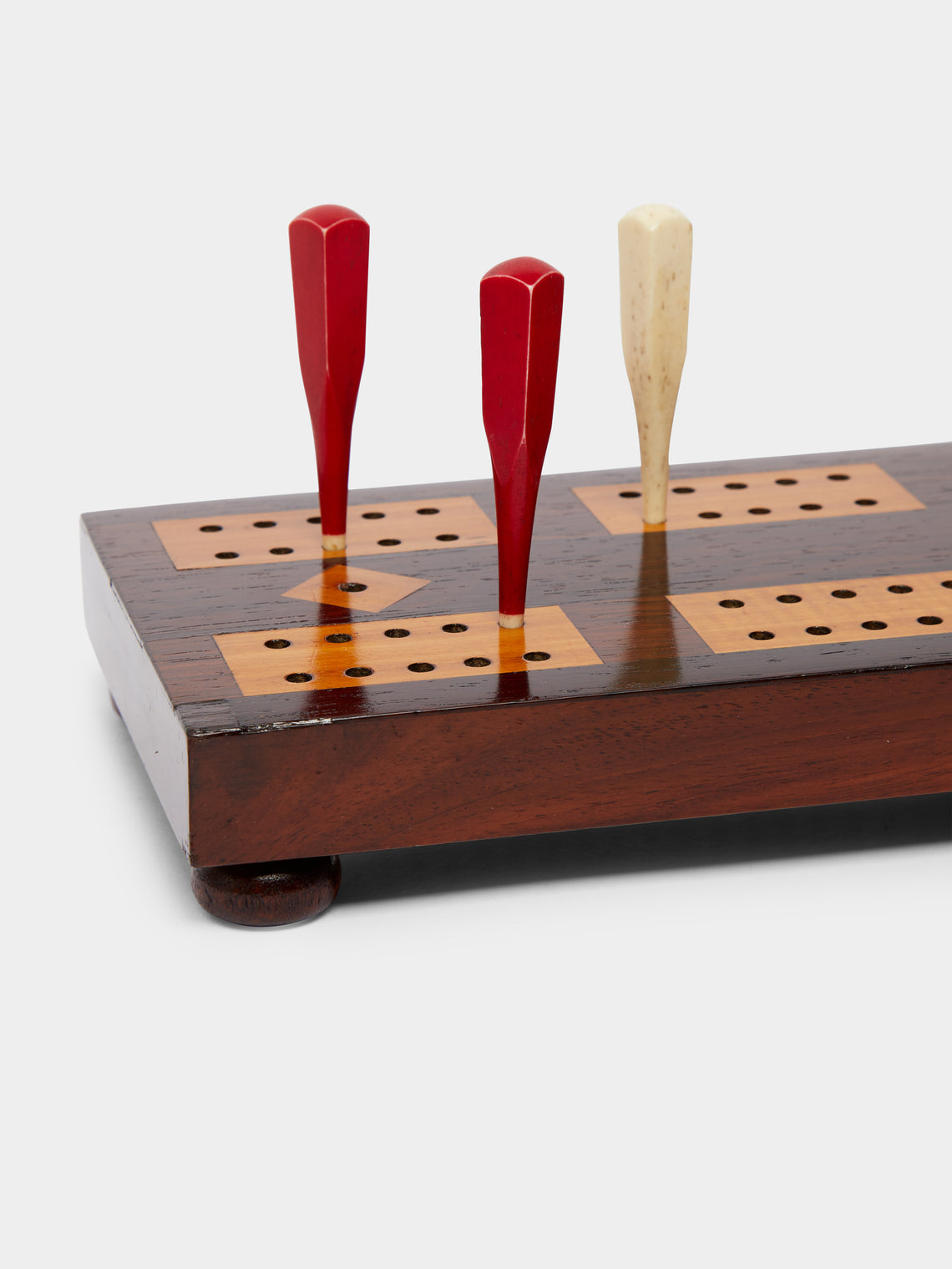 Antique and Vintage - Mid Century Mahogany Cribbage Board -  - ABASK