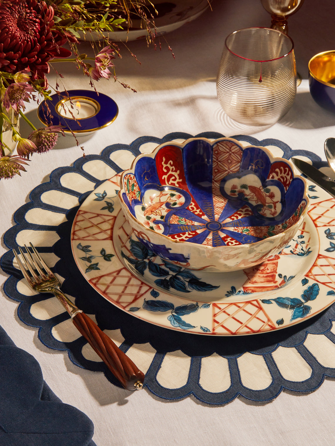 Antique and Vintage - Japanese Imari Fluted Ceramic Bowl (Set of 6) - Multiple - ABASK