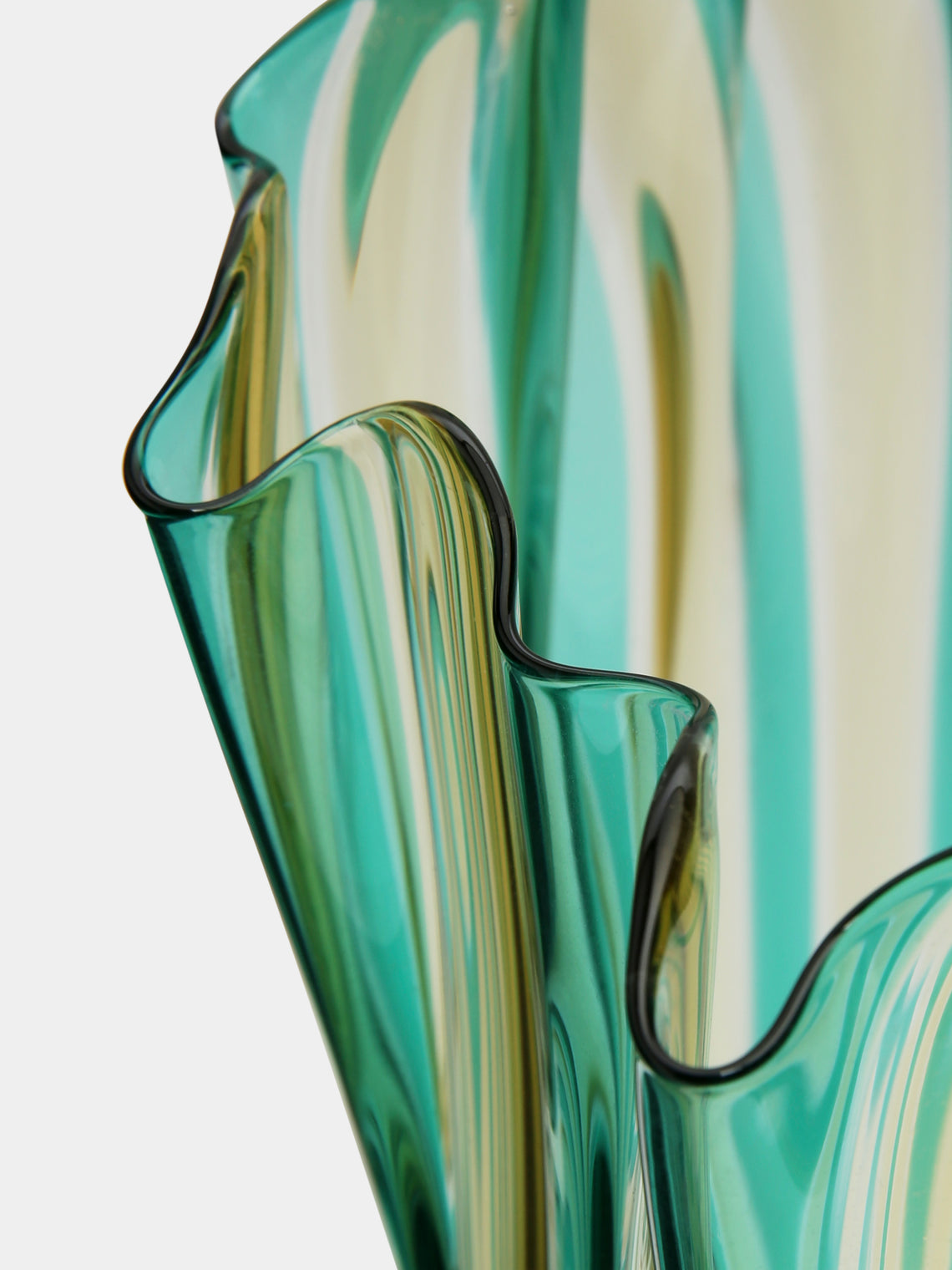 Venini - Fazzoletto a Canne Large Murano Glass Vase - Green - ABASK