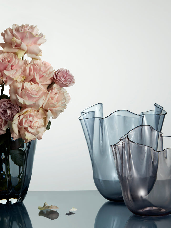 Venini - Fazzoletto Large Murano Glass Vase - Grey - ABASK
