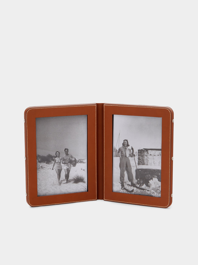 Connolly - Leather Double Photo Frame - Tan - ABASK - 
