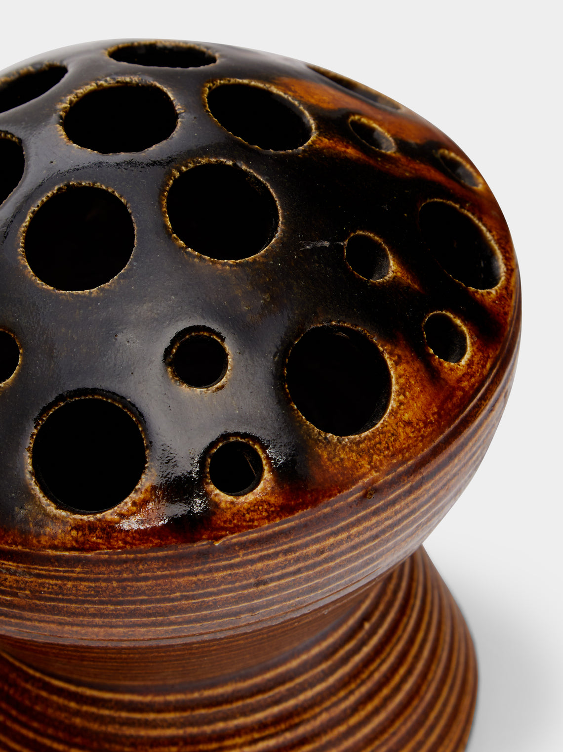 Antique and Vintage - 1970s Accolay Flower Frog Vase - Brown - ABASK