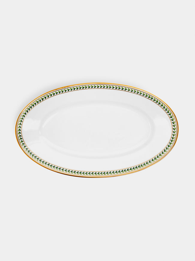 Augarten - Hand-Painted Leafed Edge Porcelain Large Serving Platter - White - ABASK - 