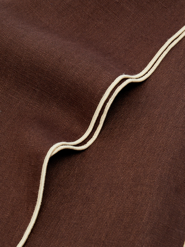 Madre Linen - Contrast Edge Linen Tablecloth - Brown - ABASK