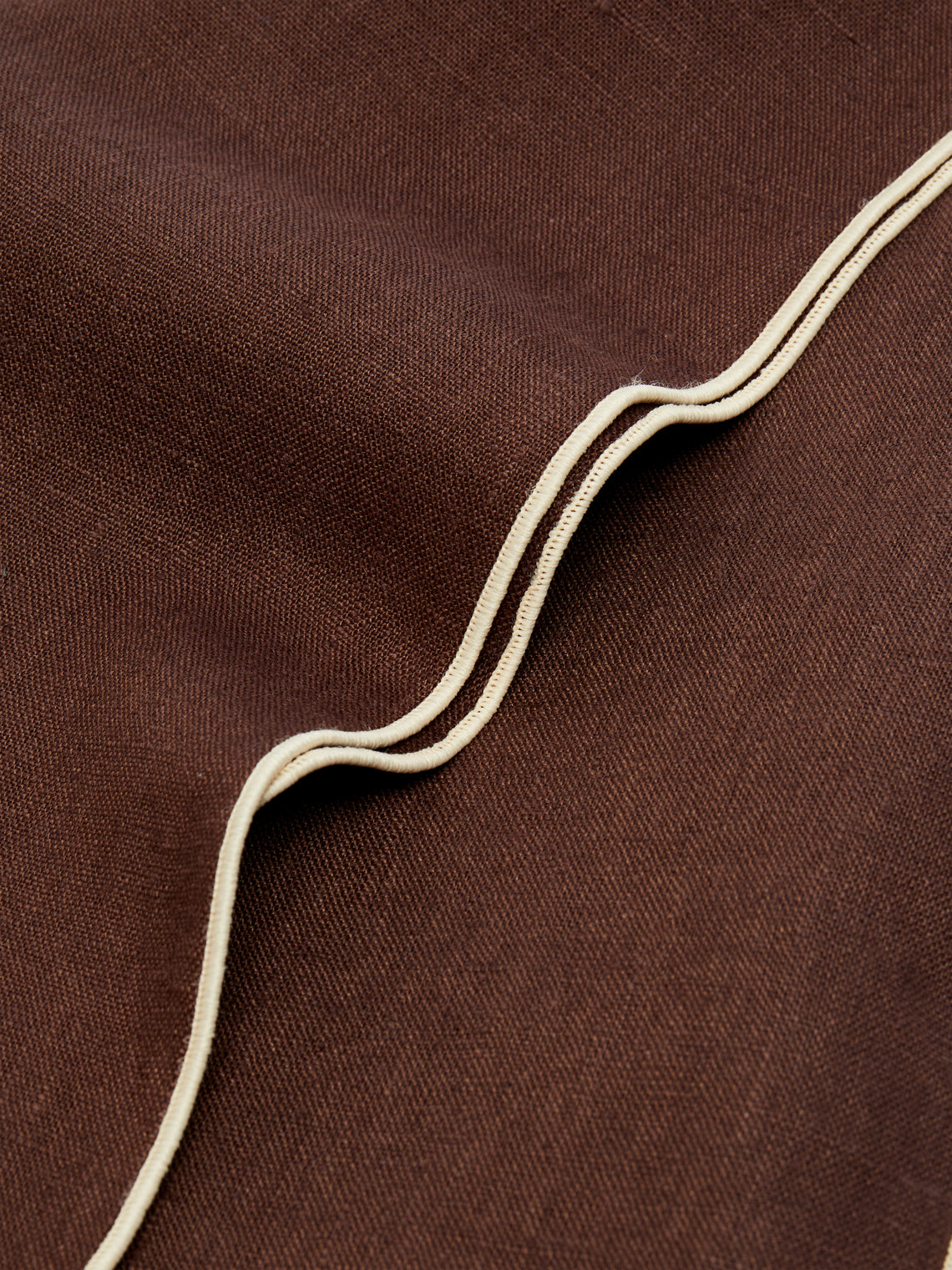 Madre Linen - Hand-Dyed Linen Contrast-Edge Tablecloth - Brown - ABASK