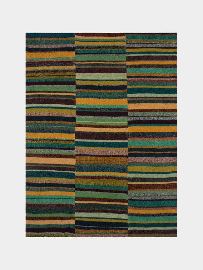 The Elder Statesman - Hand-Dyed Cashmere Striped Blanket - Green - ABASK