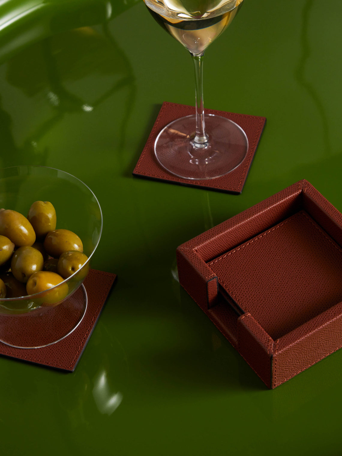 Giobagnara - Tao Leather Square Coasters (Set of 6) -  - ABASK