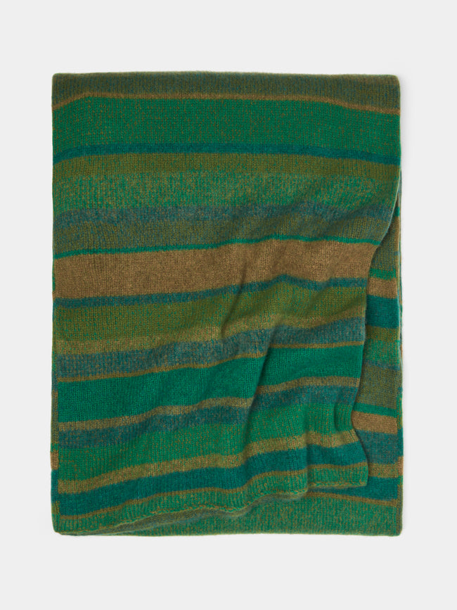The Elder Statesman - Striped Cashmere Blanket - Green - ABASK - 