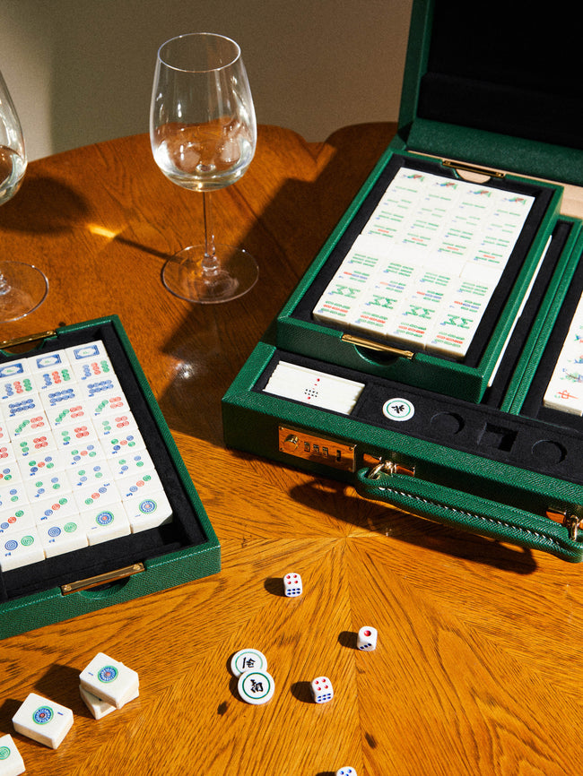Geoffrey Parker - Leather Mahjong Set - Green - ABASK