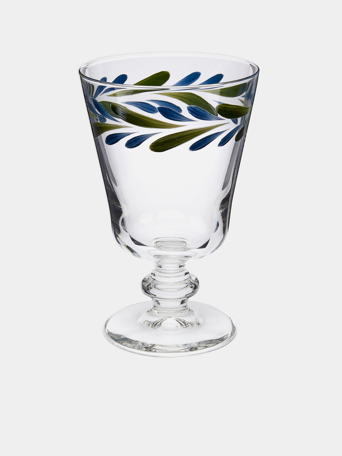 Los Vasos de Agua Clara - Hand-Painted Jalisco Stemmed Glass (Set of 6) - Green - ABASK - 