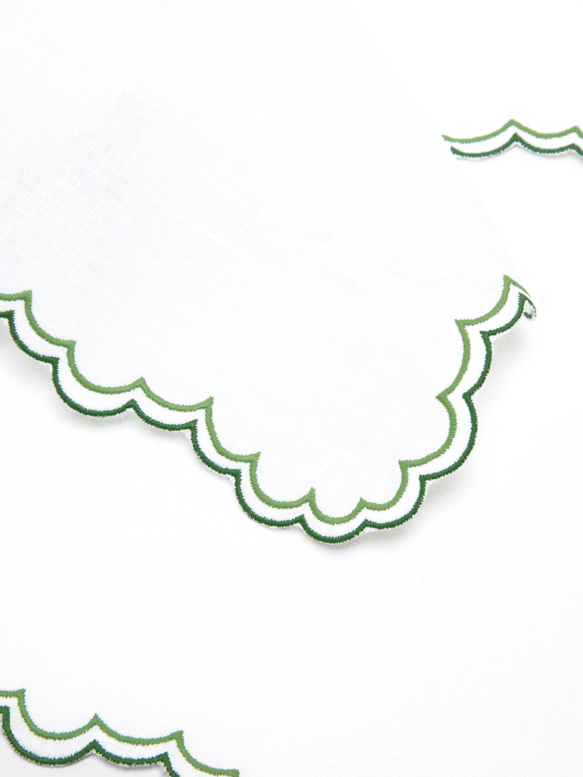 Los Encajeros - Escamas Embroidered Linen Napkins (Set of 4) - Green - ABASK