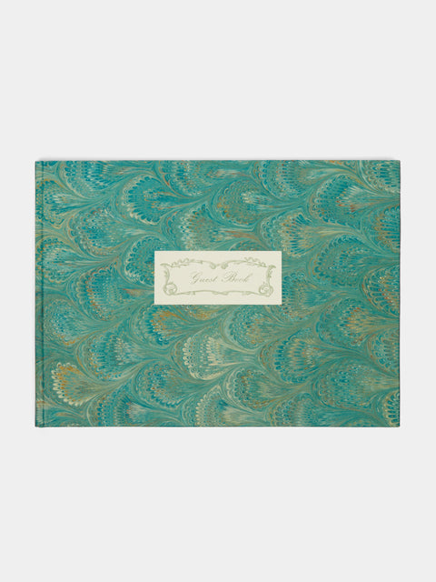 Giannini Firenze - Hand Marbled Guest Book - Green - ABASK - 