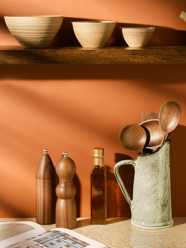 Jaejin Choi - Hand-Carved Walnut Mixed Utensils (Set of 4) -  - ABASK