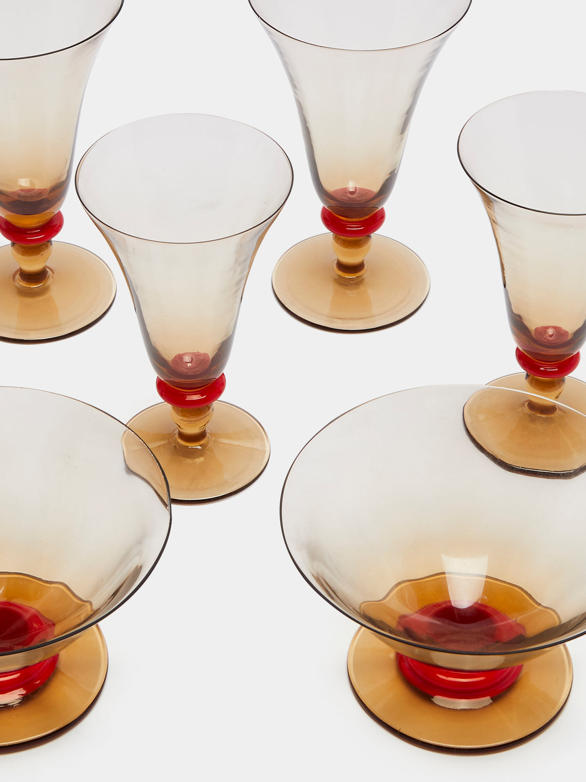 Antique and Vintage - 1930s Art Deco Smoked Glass (Set of 28) - Red - ABASK