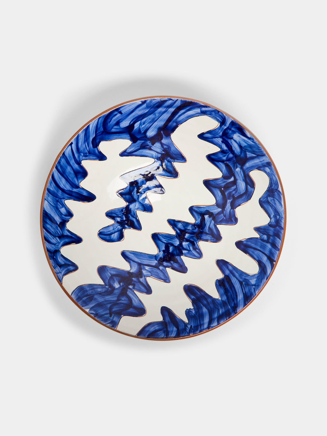 Malaika - Stencil Hand-Painted Ceramic Pasta Bowls (Set of 4) - Blue - ABASK