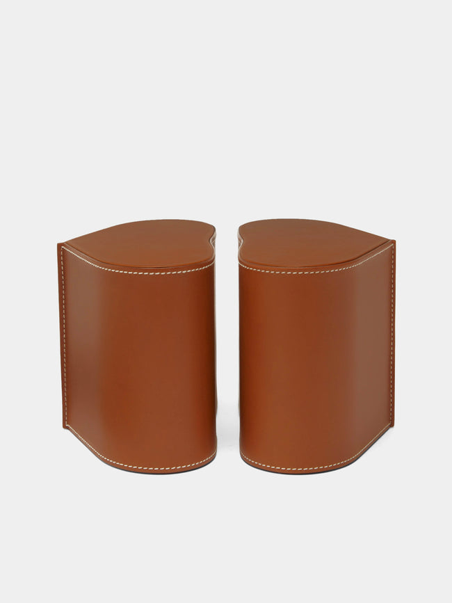 Connolly - Leather Heart Book Ends - Tan - ABASK - 
