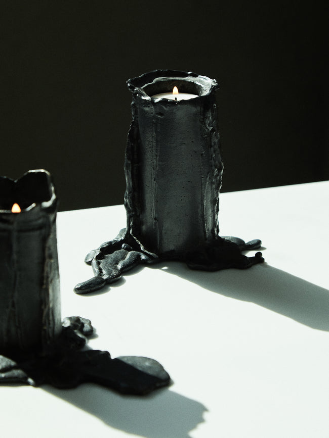 Osanna Visconti - Melted Bronze Candle Holder - Black - ABASK