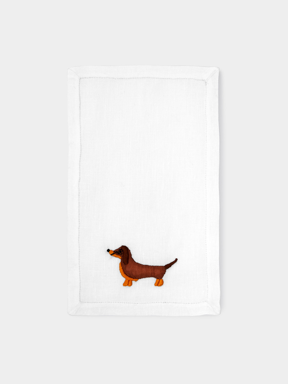 Taf Firenze - Dogs Hand-Embroidered Linen Cocktail Napkins (Set of 6) -  - ABASK - 