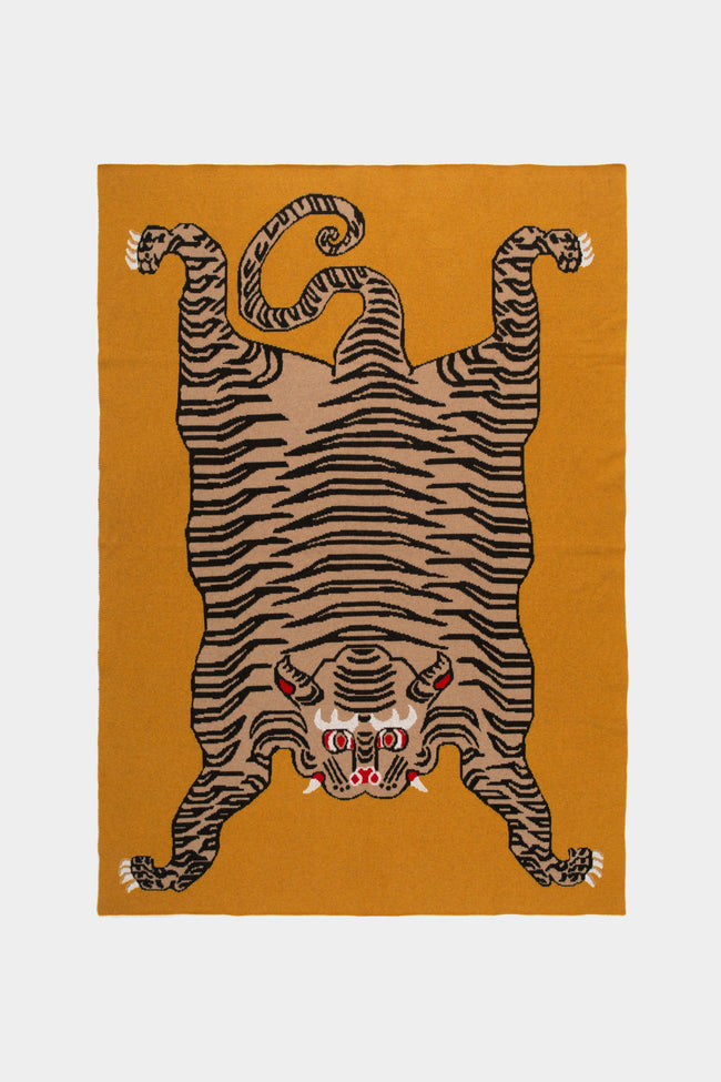 Saved NY - Tiger Rug Cashmere Blanket - Yellow - ABASK