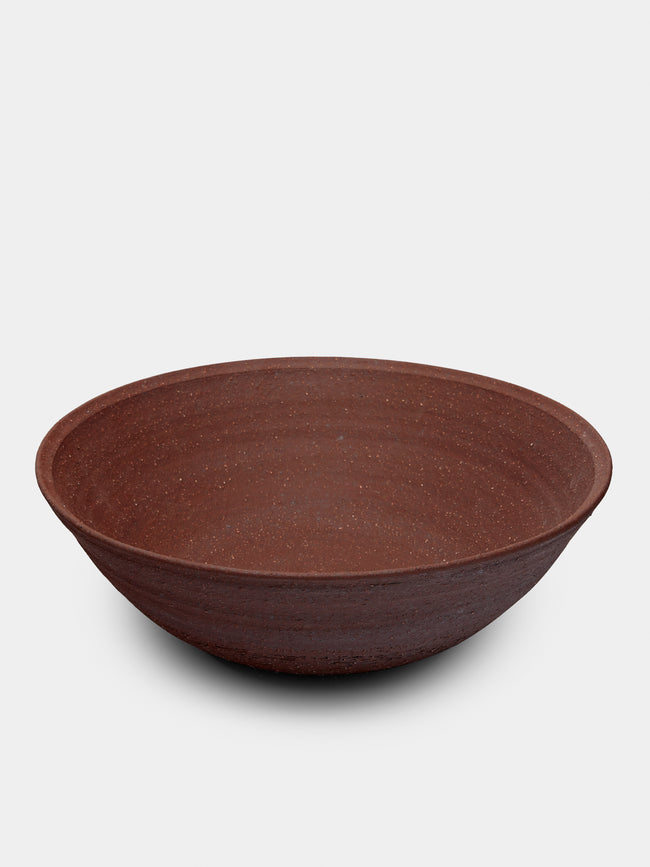 Ingot Objects - Ash-Glazed Ceramic Deep Serving Bowl - Red - ABASK - 