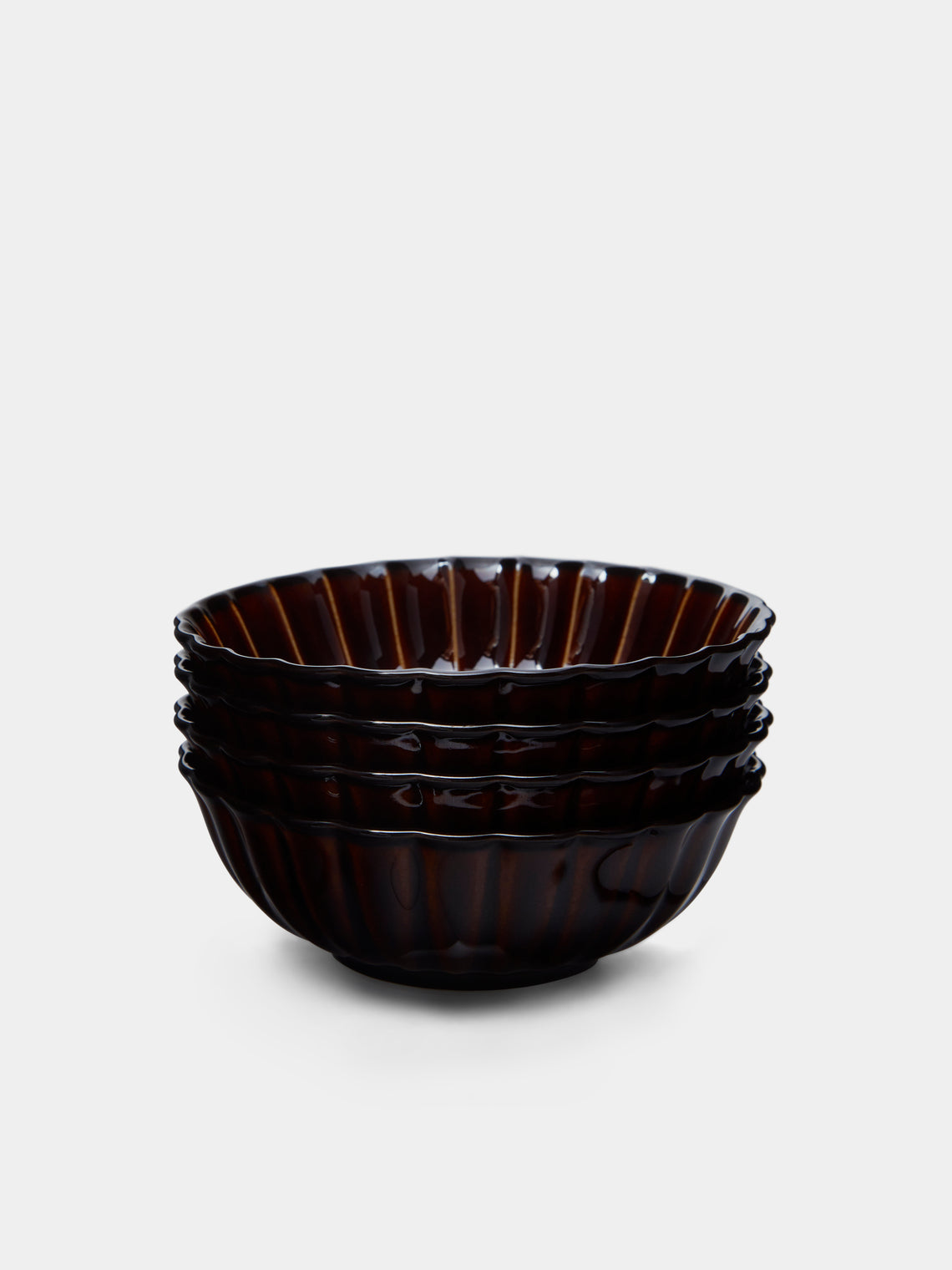 Kaneko Kohyo - Giyaman Urushi Ceramic Shallow Bowls (Set of 4) - Brown - ABASK