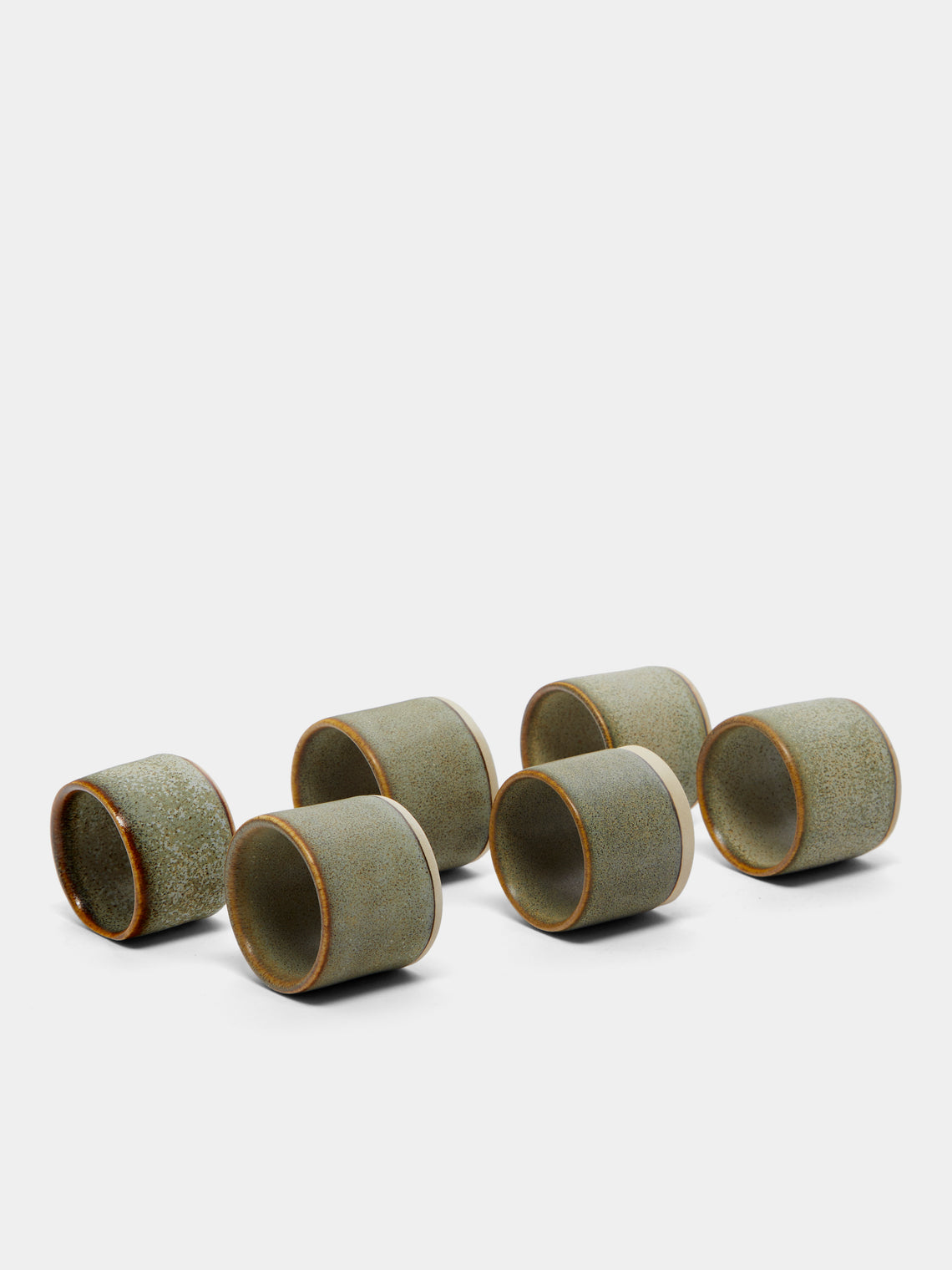 Mervyn Gers Ceramics - Hand-Glazed Ceramic Napkin Rings (Set of 6) - Beige - ABASK
