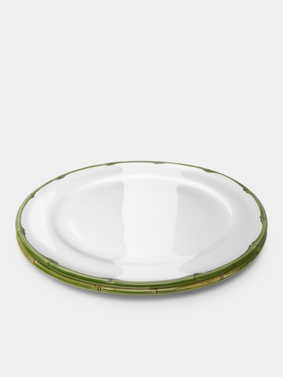 Z.d.G - Ramatuelle Bamboo Hand-Painted Ceramic Charger Plates (Set of 2) - Green - ABASK