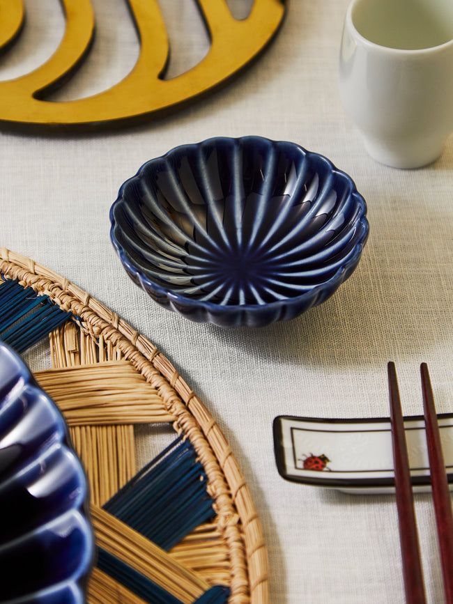 Kaneko Kohyo - Giyaman Urushi Ceramic Condiment Bowls (Set of 4) - Blue - ABASK