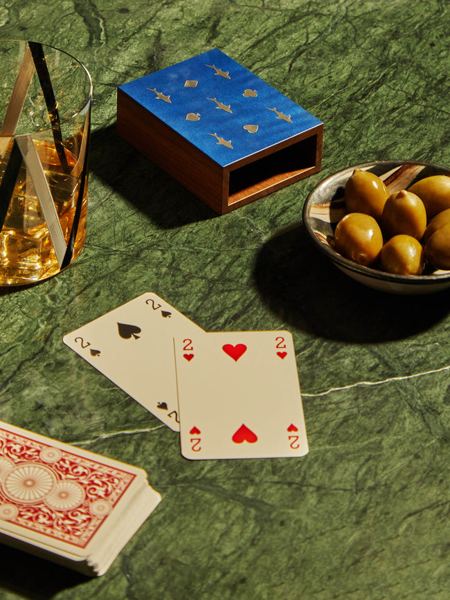 Play Card Set Green Leather Playing Cards Set by F. Hammann | ABASK